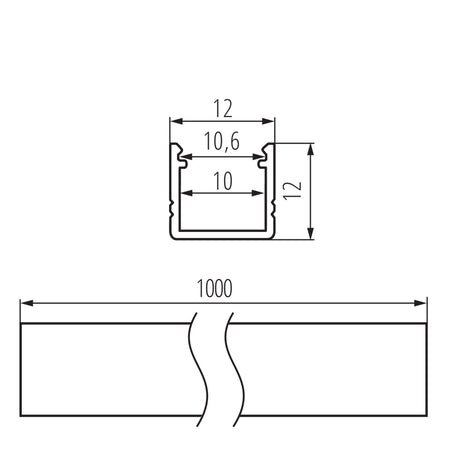 Kanlux PROFILO F 26552 Maßzeichnung 1m