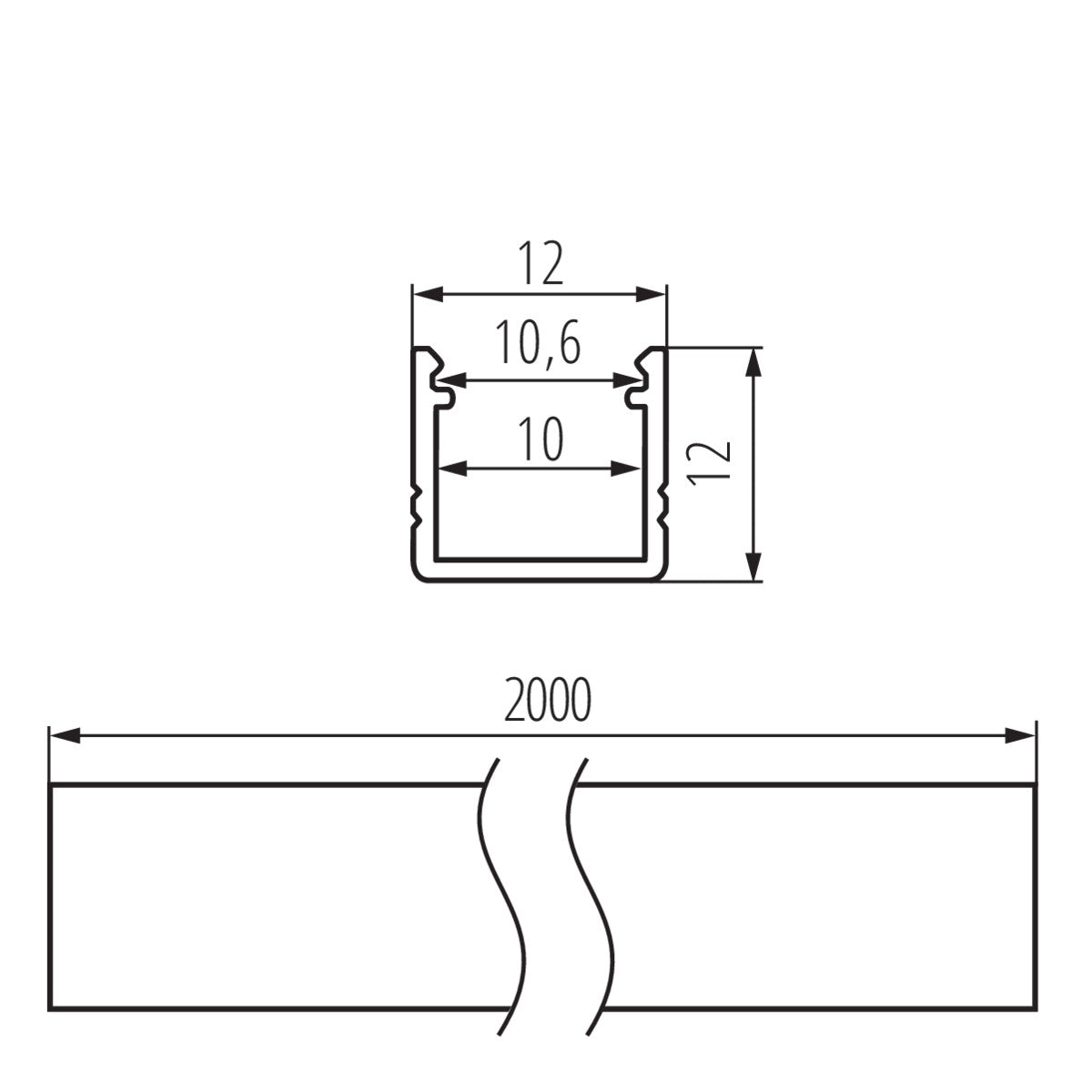 Kanlux PROFILO F 26553 Maßzeichnung 2m