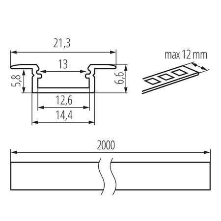 Kanlux PROFILO K 26549 Maßzeichnung