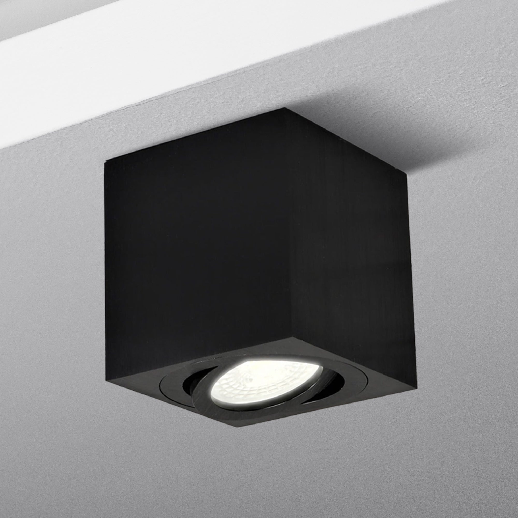 LED Aufbauleuchte 6.2W Dimmbar MILANO Eckig Alu-Schwarz 230V