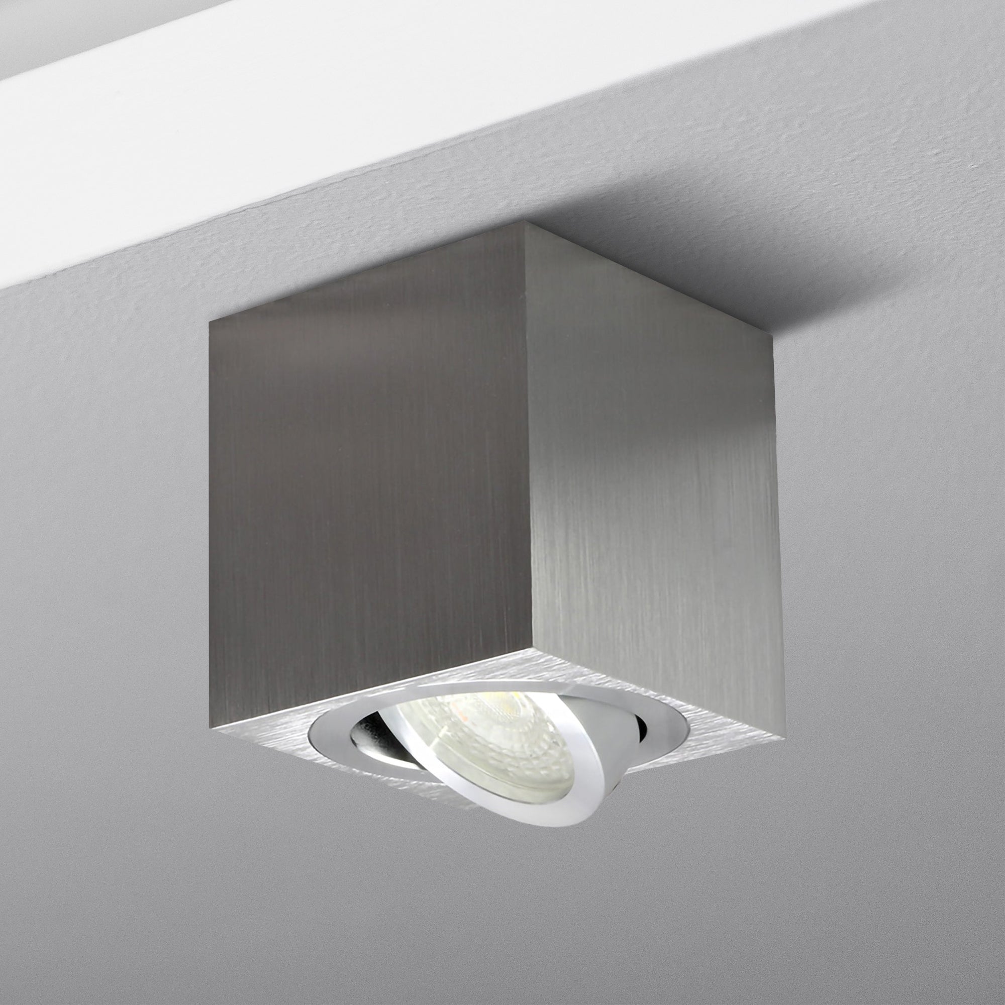 LED Aufbauleuchte 6.2W Dimmbar MILANO Eckig Silber-Gebürstet 230V