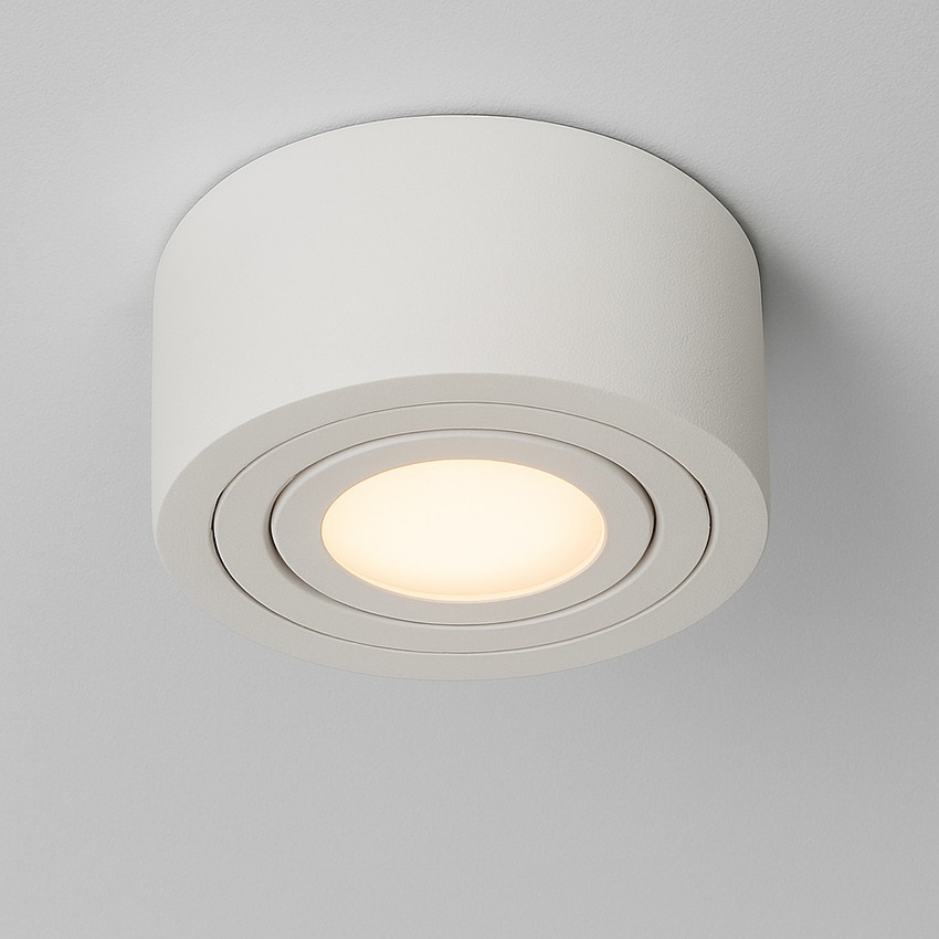 LED Aufbaustrahler Flach für Badezimmer | MILANO SMALL | Rund - Weiß-Matt| inkl. LED Modul 5W 7W Warmweiß o. Neutralweiß Extra-flach | IP44 | 230V | Aluminium