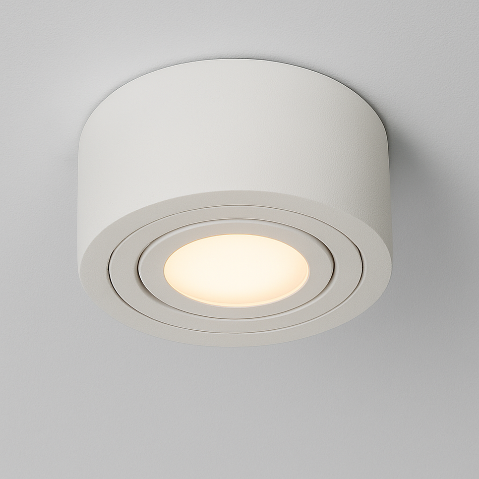 LED Aufbaustrahler Flach für Badezimmer | MILANO SMALL | Rund - Weiß-Matt| inkl. LED Modul 5W 7W Warmweiß o. Neutralweiß Extra-flach | IP44 | 230V | Aluminium