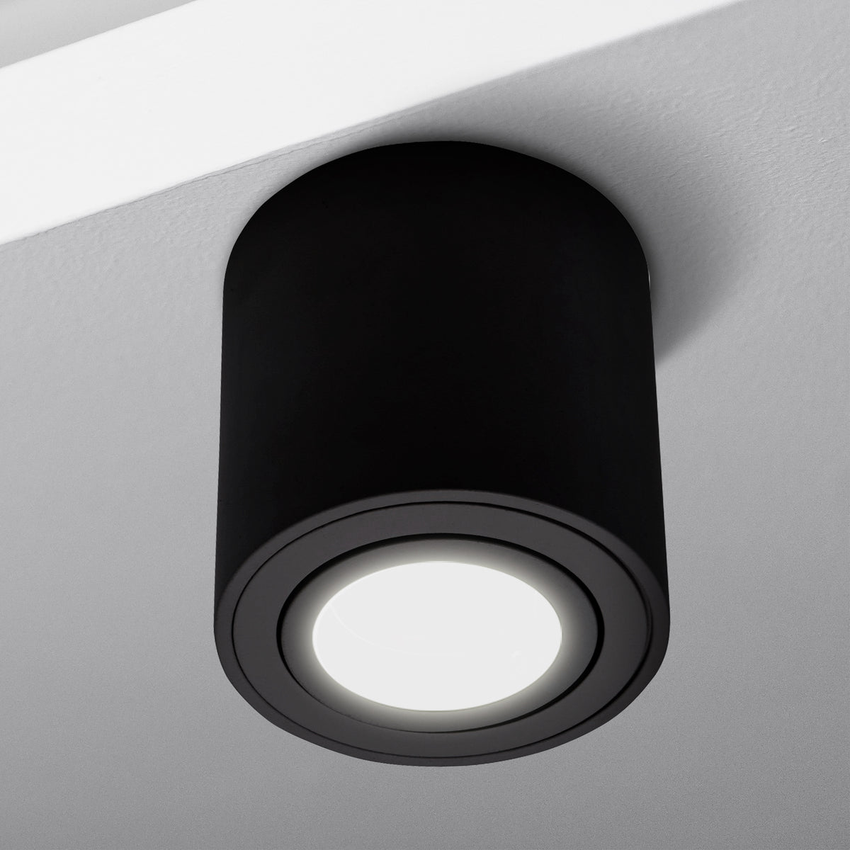 Aufbauleuchte Milano Rund Schwarz Matt GU10 230V