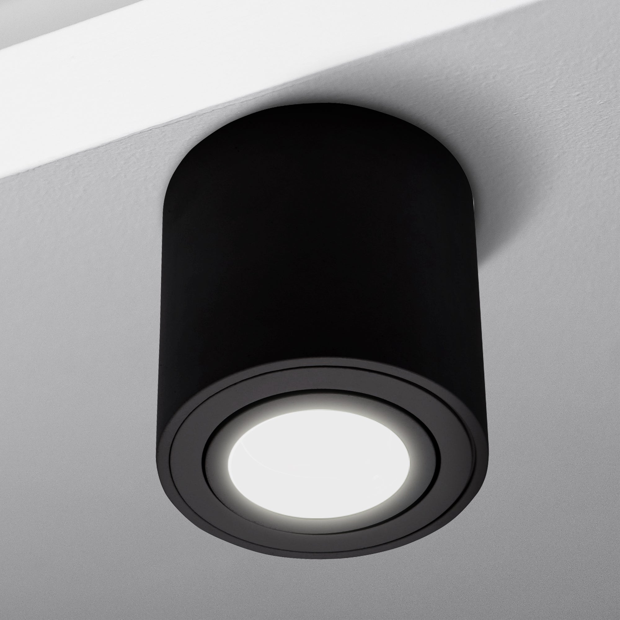 Aufbauleuchte Milano Rund Schwarz Matt GU10 230V