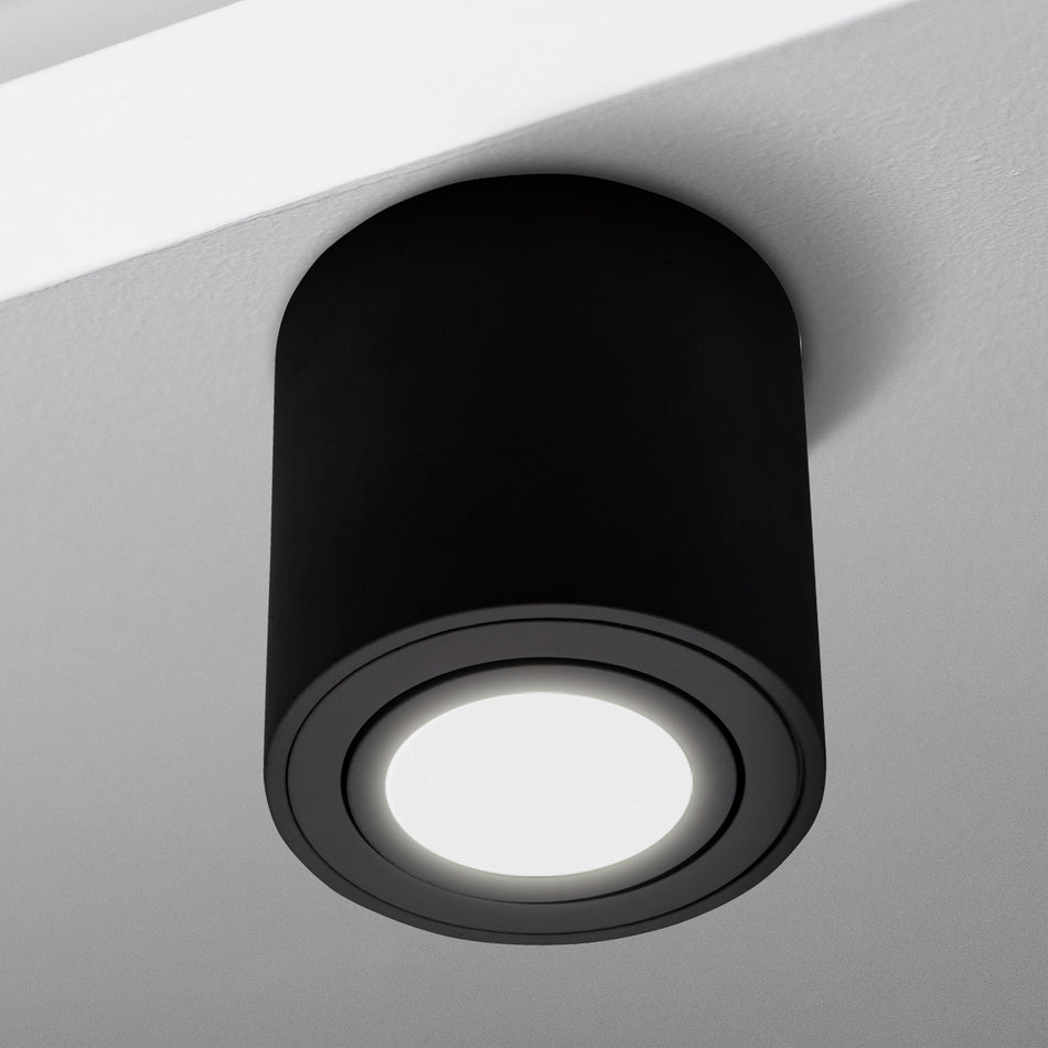 Aufbauleuchte Milano Rund Schwarz Matt GU10 230V
