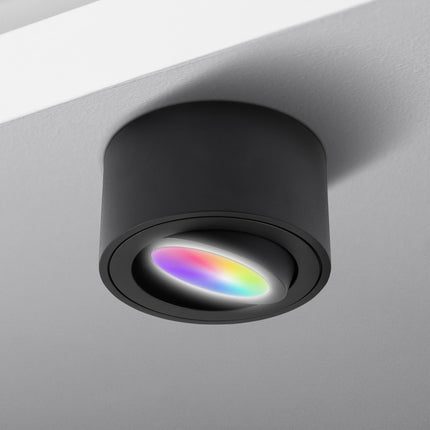 Aufbaustrahler aus Aluminium MILANO SMALL Schwarz-Matt + LED 5W Warmweiß SMART Extra-flach IP20 230V