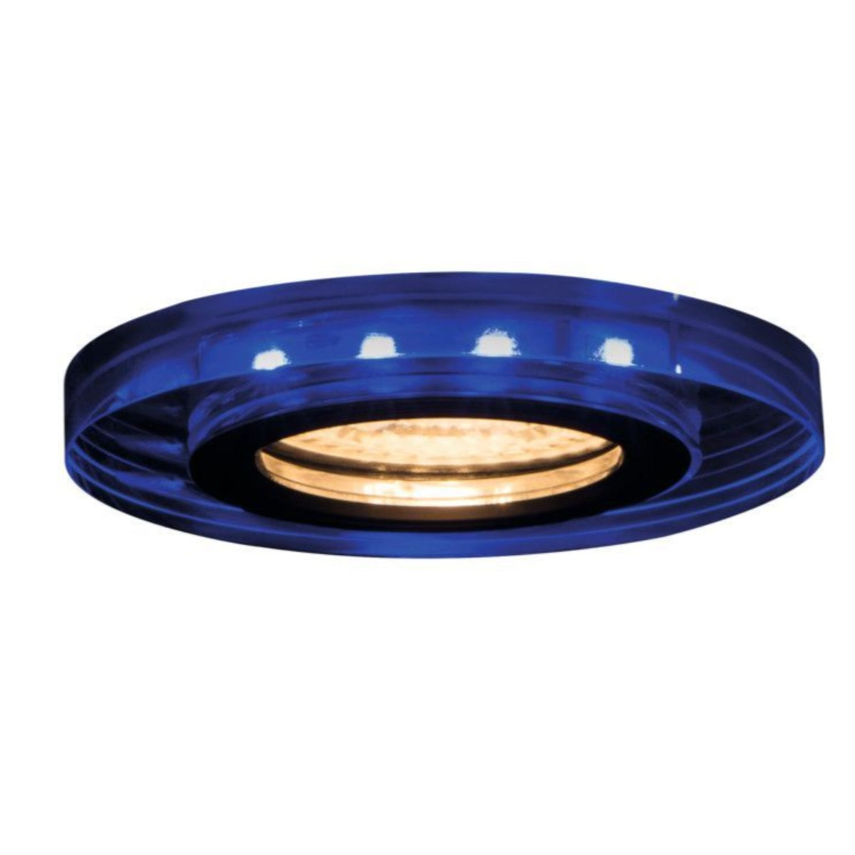 Einbaustrahler mit Randbeleuchtung Blau Warmweiß Kaltweiß  CRISTAL aus Glas Ø90mm IP20 3,6W GU10 230V