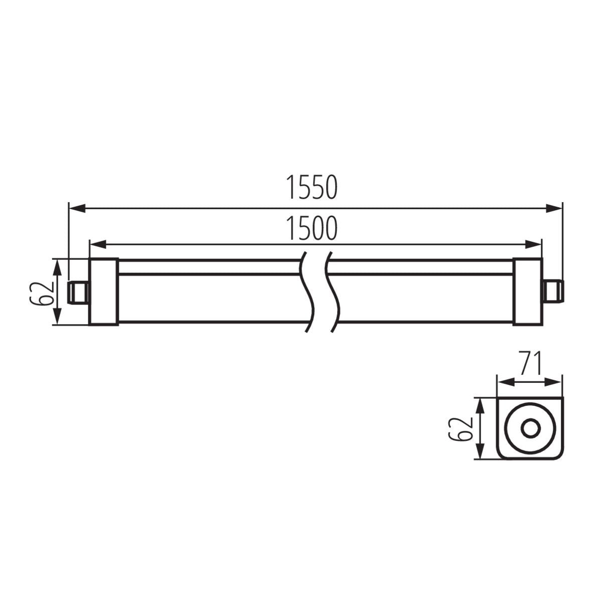 LED Langfeldleuchte 1500mm, weiss, neutralweiss, 75W / IP65 / 230V