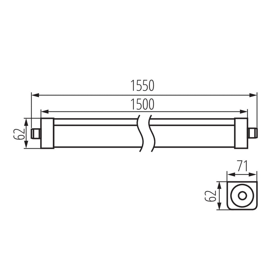 LED Langfeldleuchte 1500mm, weiss, neutralweiss, 75W / IP65 / 230V