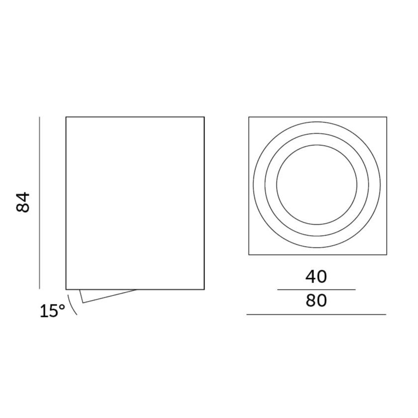 Ceiling spotlight surface-mounted light made of aluminum MILANO-Q square 84mm X 80mm IP20 GU10 230V