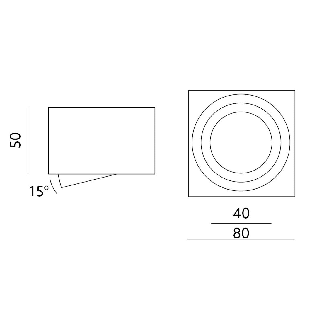 Spot en saillie en aluminium MILANO SMALL (carré - argent) + module LED 5W ou 7W extra-plat IP20 230V (F) 