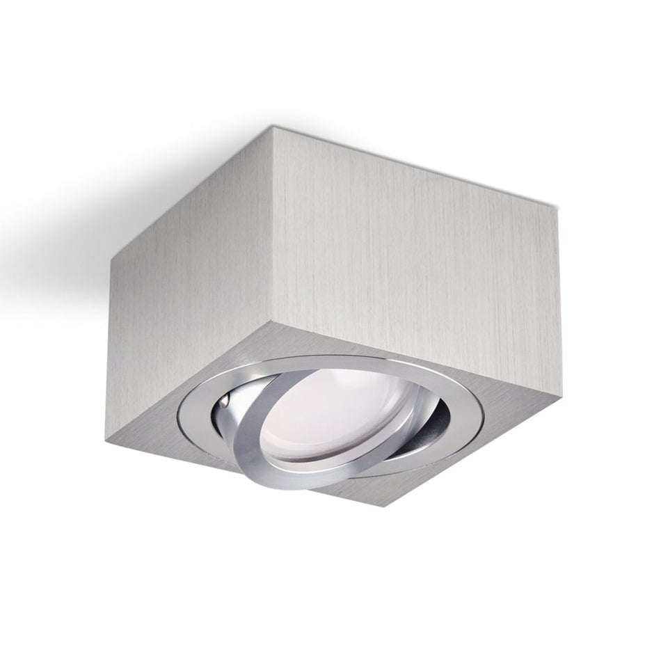 Aufbaustrahler aus Aluminium MILANO SMALL (Eckig  - Silber) + LED Modul 5W oder 7W Extra-flach IP20 230V (F)