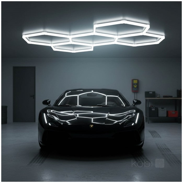 LED Hexagon Deckenleuchte HEXAGRID 208x300cm oder 300×516cm, 4000 K oder 6500 K