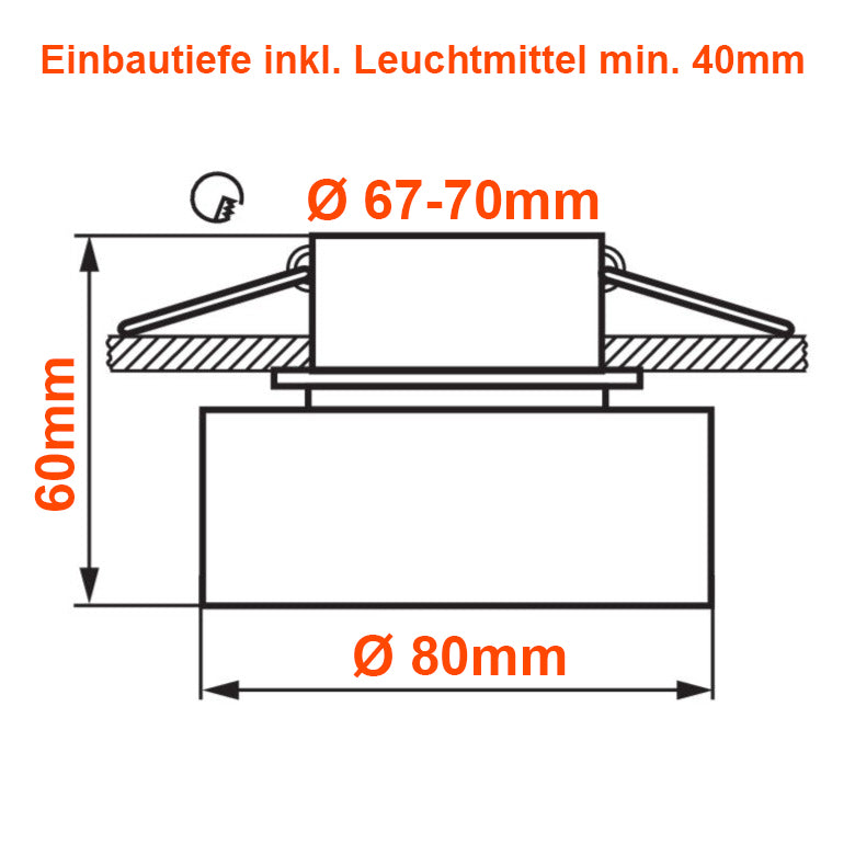 LED Einbaustrahler Extra Flach Govik Oviedo | nur 40mm Einbautiefe | 7W | Rund | Weiß | IP20 | 230V |