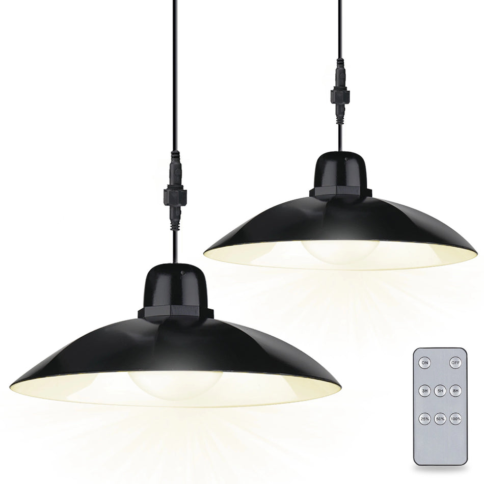 2er-Set Solar LED Hängeleuchten – Wetterfest IP44, Fernbedienung & Solarpanel
