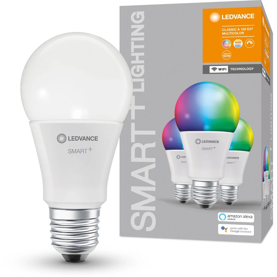Set of 3 LED bulbs E27 A75 14W = 100W 1521lm CCT RGB SMART+ WiFi Dimmable LEDVANCE