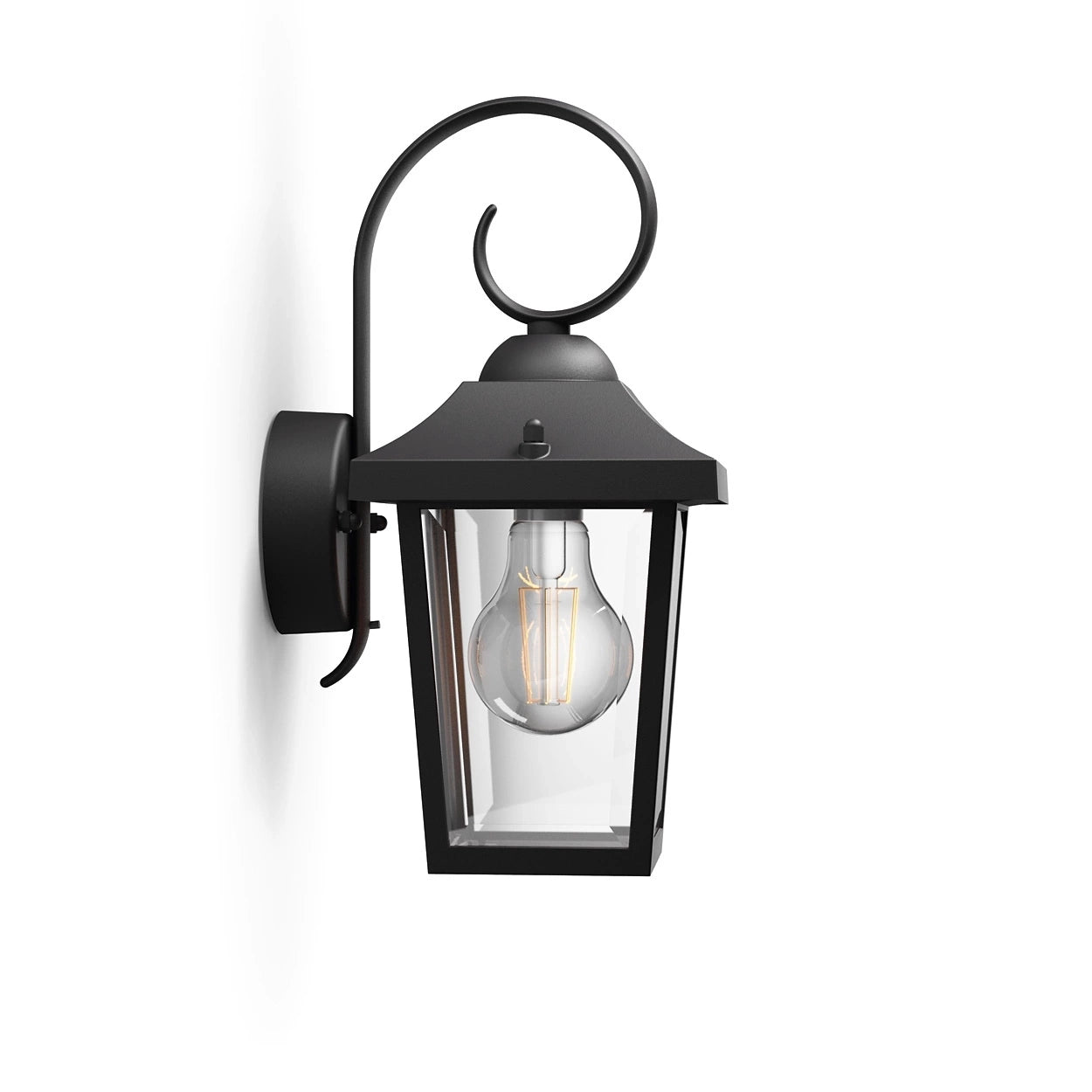 Philips LED-Außenwandleuchte BUZZARD myGarden E27 IP44 – Retro-Stil Laterne Schwarz