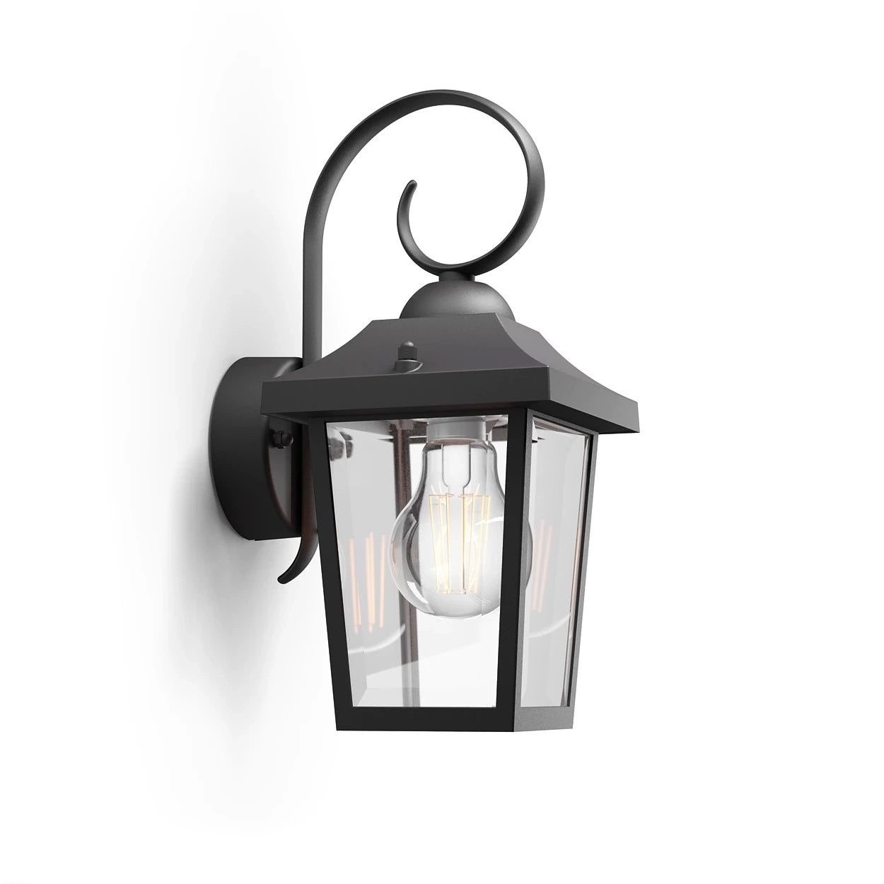 Philips LED-Außenwandleuchte BUZZARD myGarden E27 IP44 – Retro-Stil Laterne Schwarz