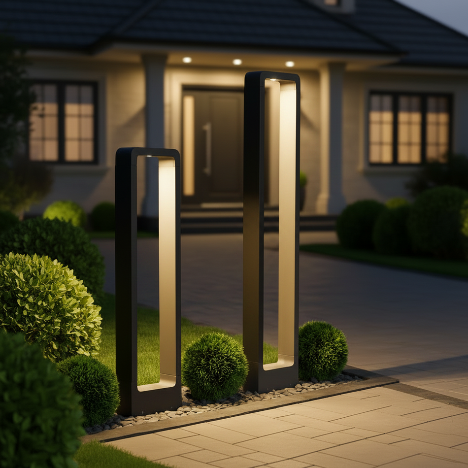 LED Pollerleuchte Gartenleuchte Schwarz  – Außenstehleuchte 10W, 60cm / 80cm 230V