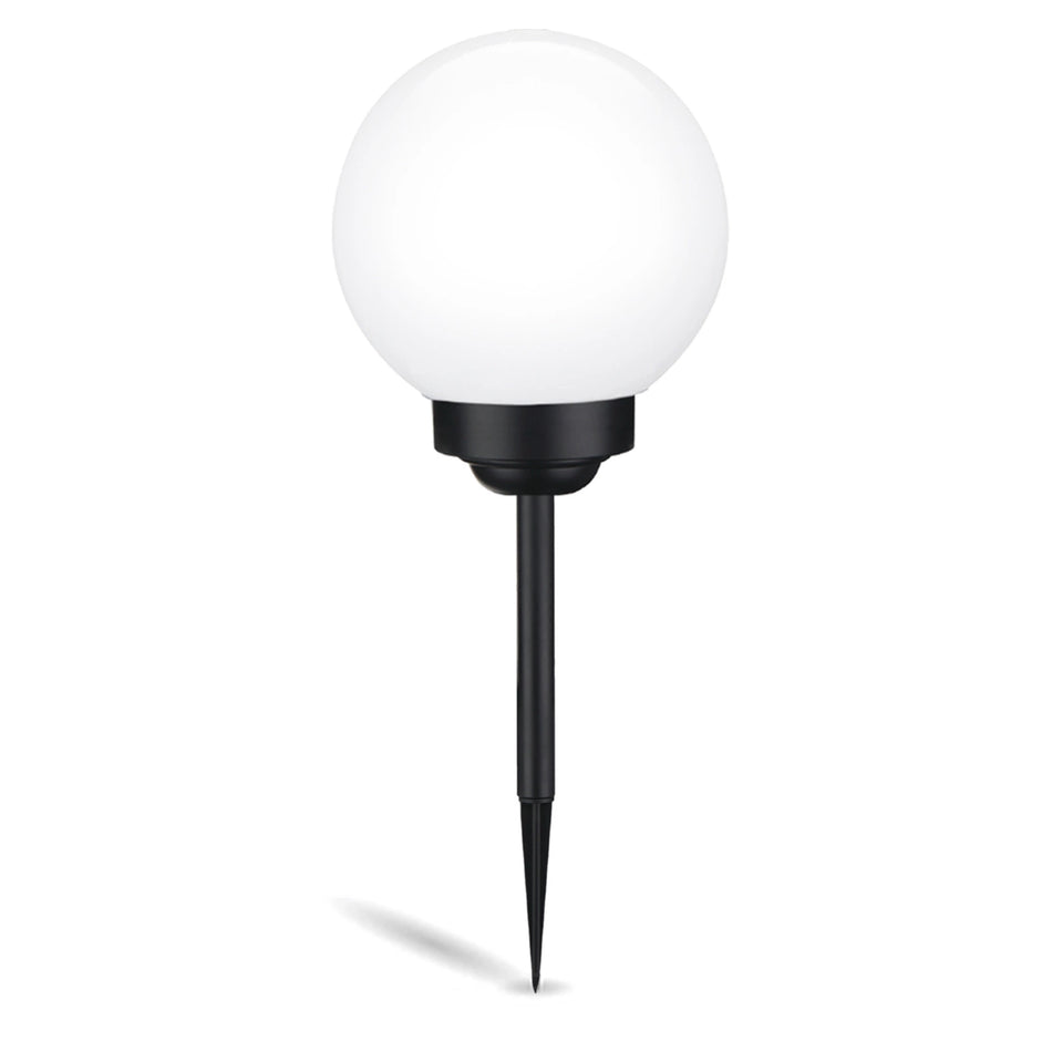 Solar LED Kugelleuchte 30cm – Weiße Kugel, 6500K, IP44, Erdspieß