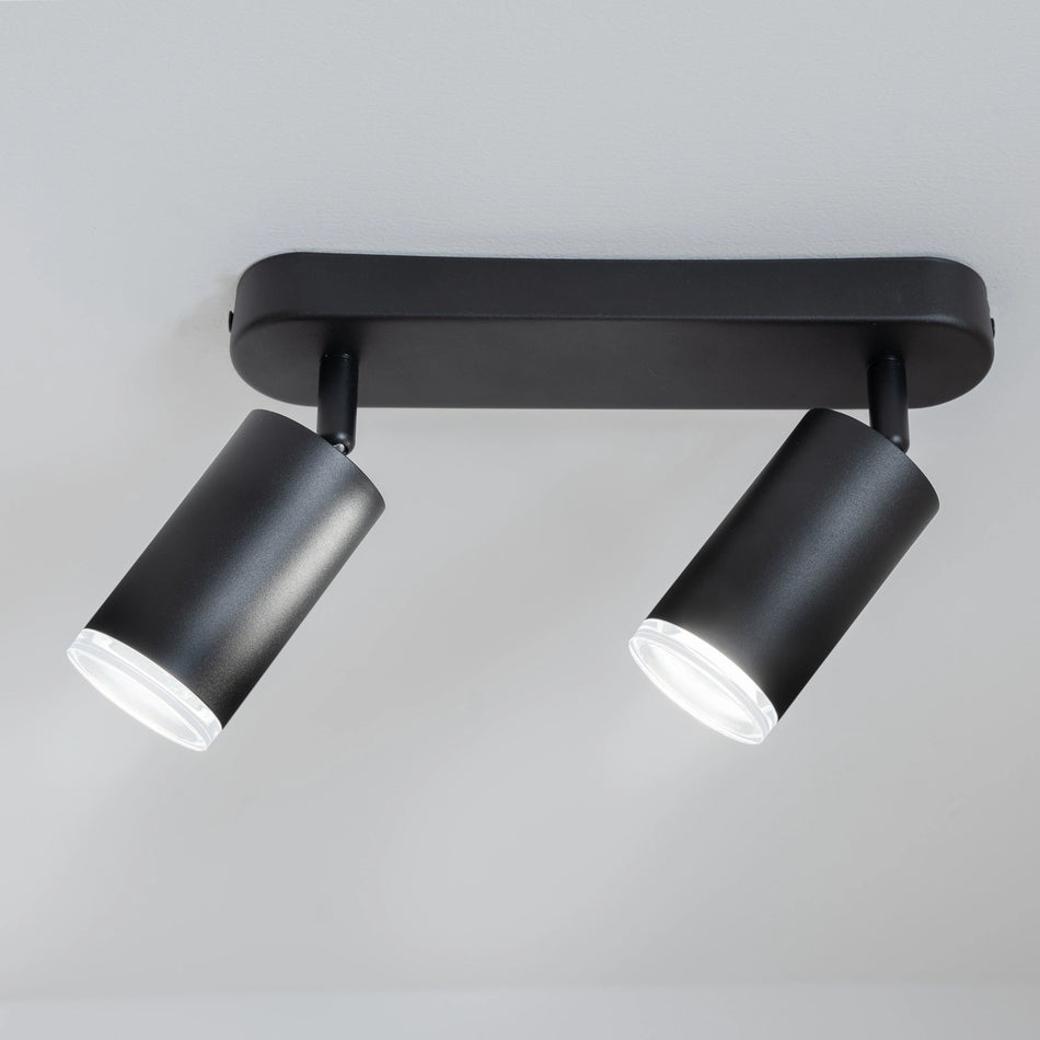 LED-Deckenstrahler | 2x GU10 | IP44 | Schwarz | Schwenkbar | Moderne Spotleuchte