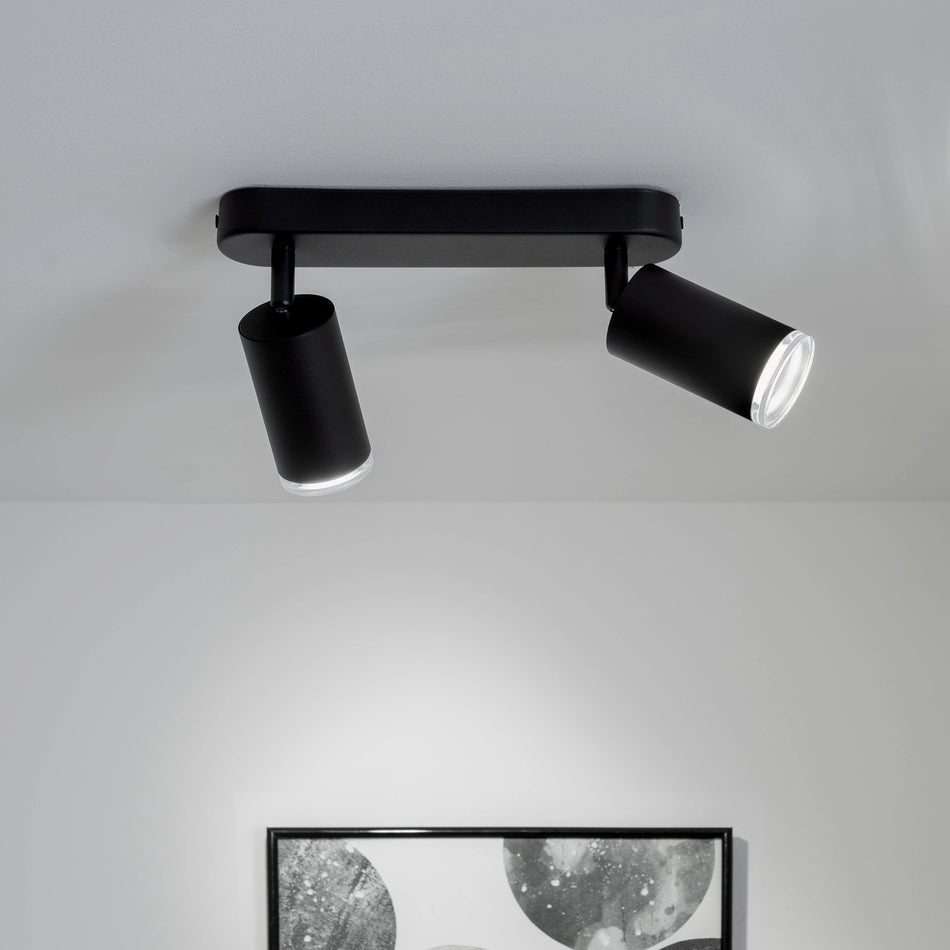 LED-Deckenstrahler | 2x GU10 | IP44 | Schwarz | Schwenkbar | Moderne Spotleuchte