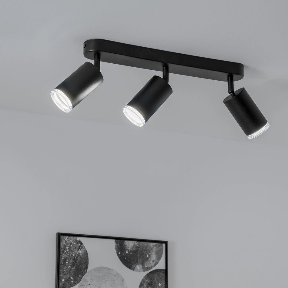 LED-Deckenleuchte Spot | 3x GU10 | IP44 | Schwarz | Moderne Deckenlampe
