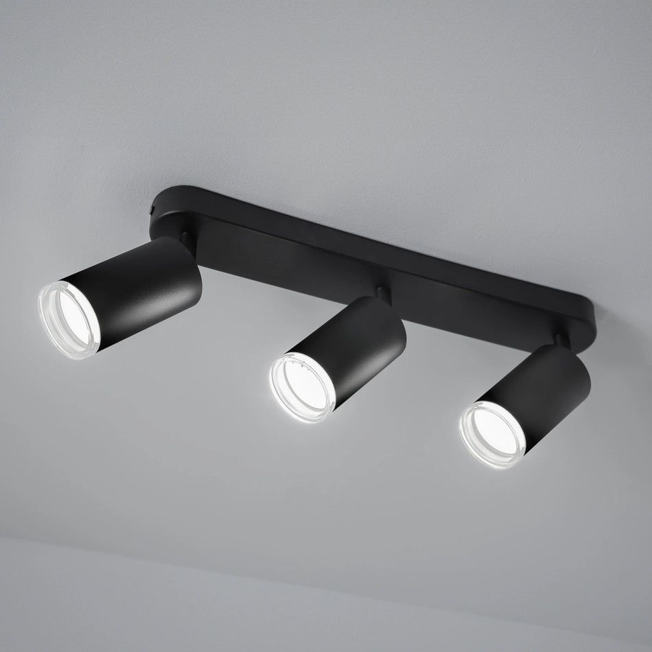 LED-Deckenleuchte Spot | 3x GU10 | IP44 | Schwarz | Moderne Deckenlampe