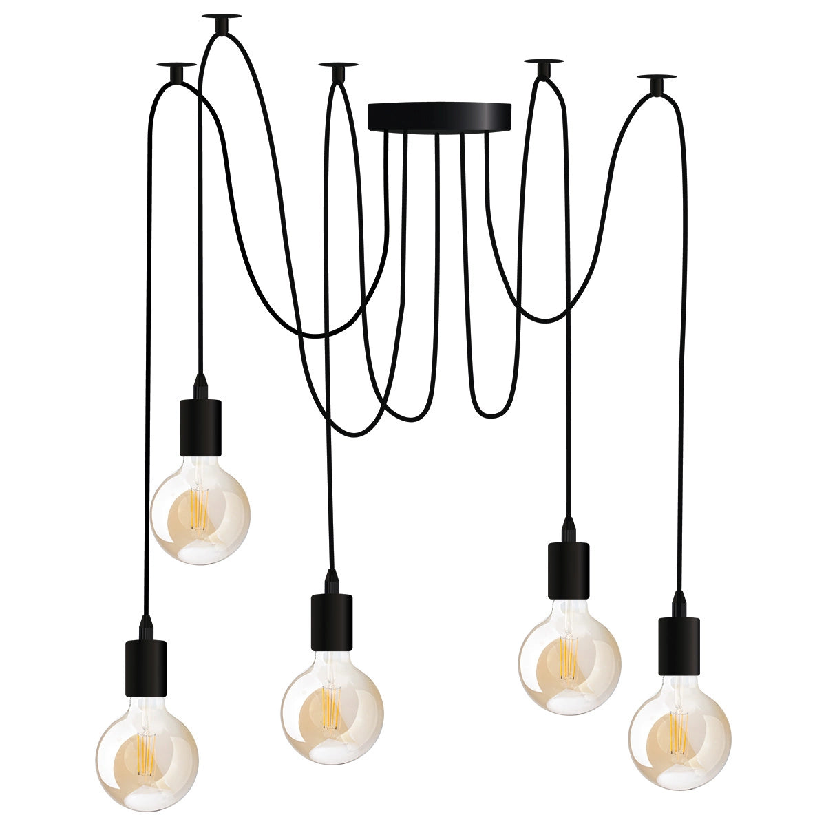 Modern pendant and ceiling light ARANE with 5 arms – Ideal for LED | 5x E27 socket | without bulb