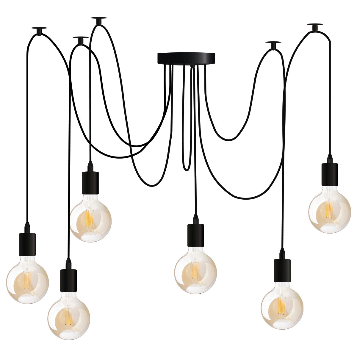 Modern pendant and ceiling light ARANE with 6 arms – Ideal for LED | 6x E27 socket | without bulb