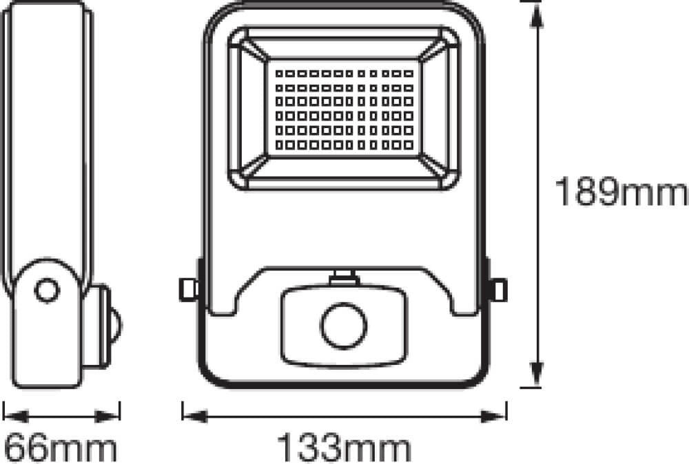 LED floodlight 20W – 1700lm, 3000K or 4000K, IP44, grey, with motion detector, LEDVANCE Floodlight Endura