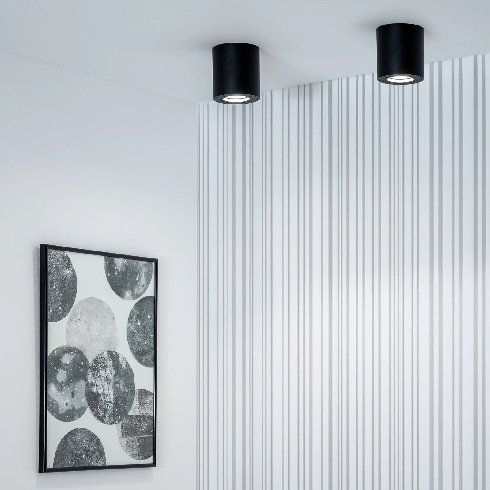 LED Aufbauleuchte für Innen und Außen | Badezimmer | Milano IP44 | Rund | Schwarz Matt | GU10 | 230V