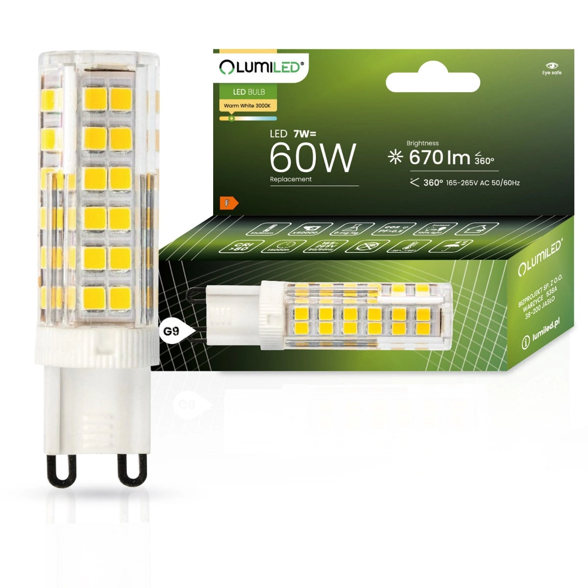 LED Leuchtmittel 7W=60W G9 Warm- Neutral- Klatweiß 230V