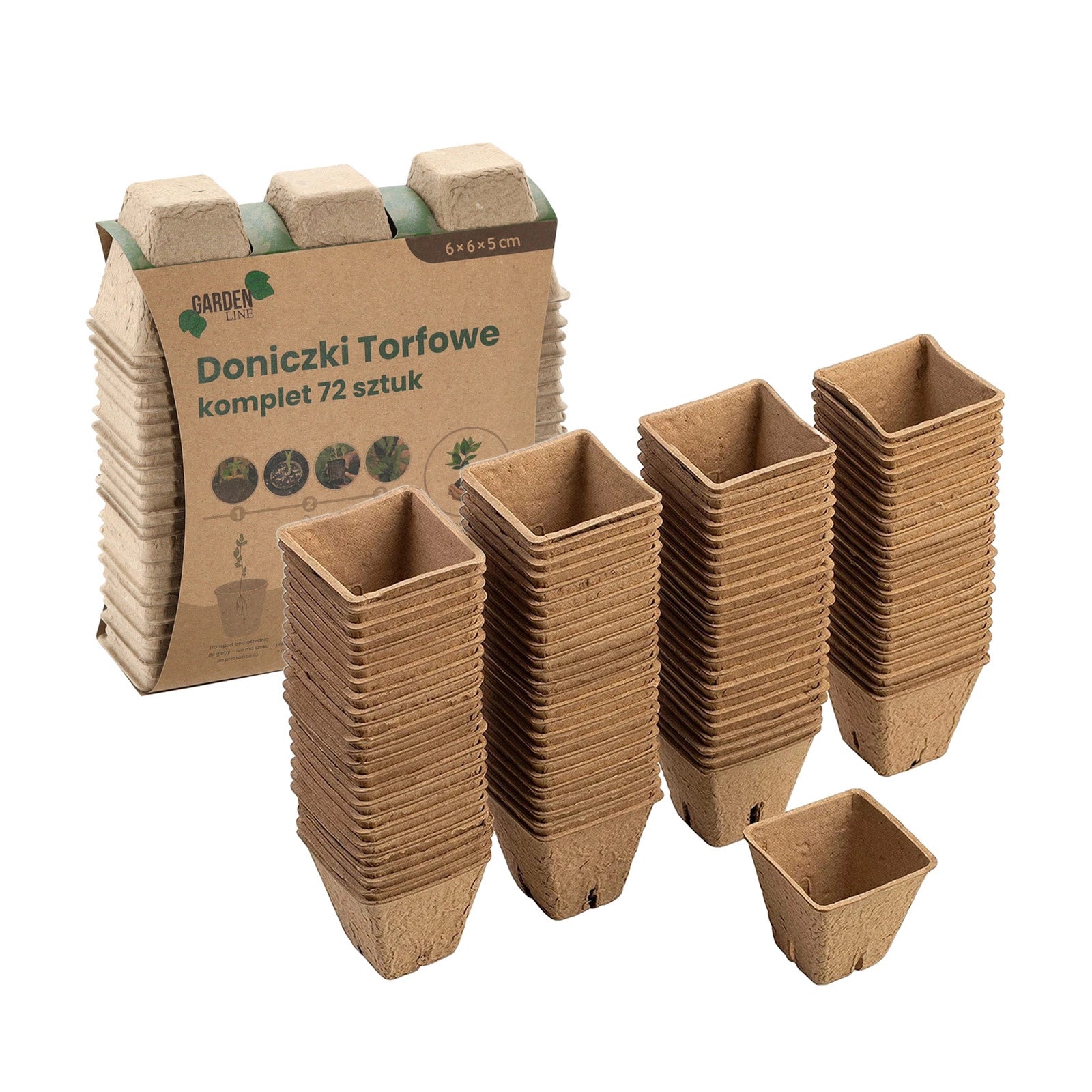 Set: 72 Torf-Anzuchttöpfe 6x6 cm | Biologisch abbaubar | Quadrat | Für Aussaat & Stecklinge