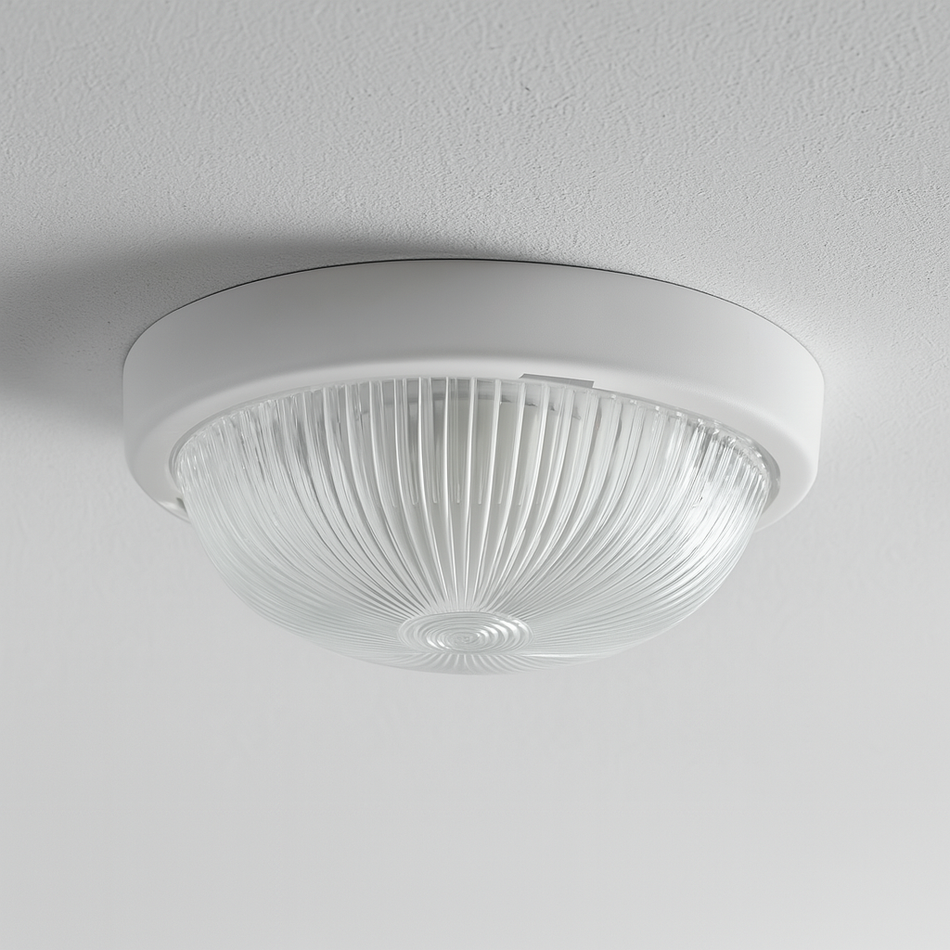 Deckenleuchte  Wandleuchte aus Glas Rund Weiß IP44 E27 230V