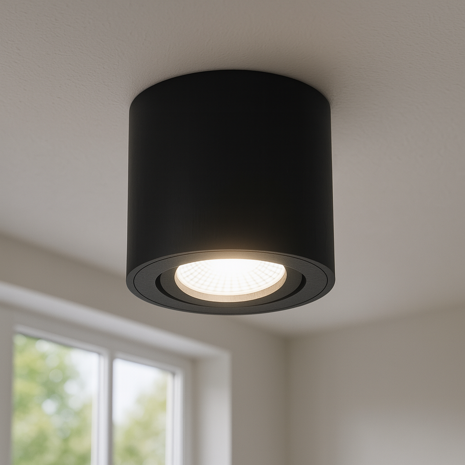 LED Aufbauleuchte Milano | Rund | Schwenkbar | Alu-Schwarz Gebürstet | GU10 | 230V | Innenbeleuchtung | Dimmbar