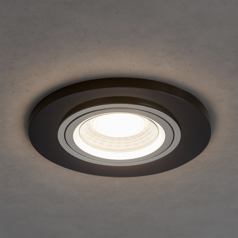 LED Einbaustrahler Cristal | aus Glas | Rund | Schwarz-Spiegel | energie- und umweltfreundlich | inkl. GU10 Fassung | 230V 12V | extra-flach | dimmbar
