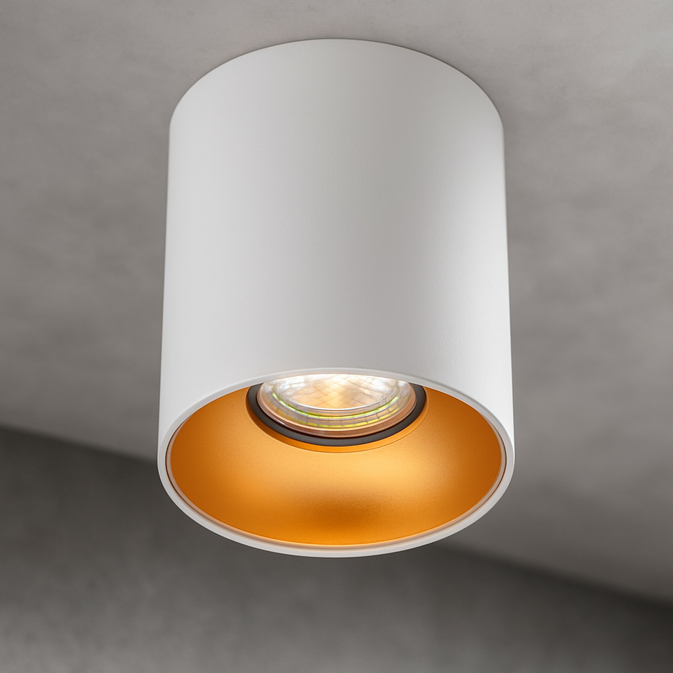 Spot LED en saillie Riti Astral W/G | Rond | Blanc et Cuivre-Or | GU10 | 230V | éclairage intérieur