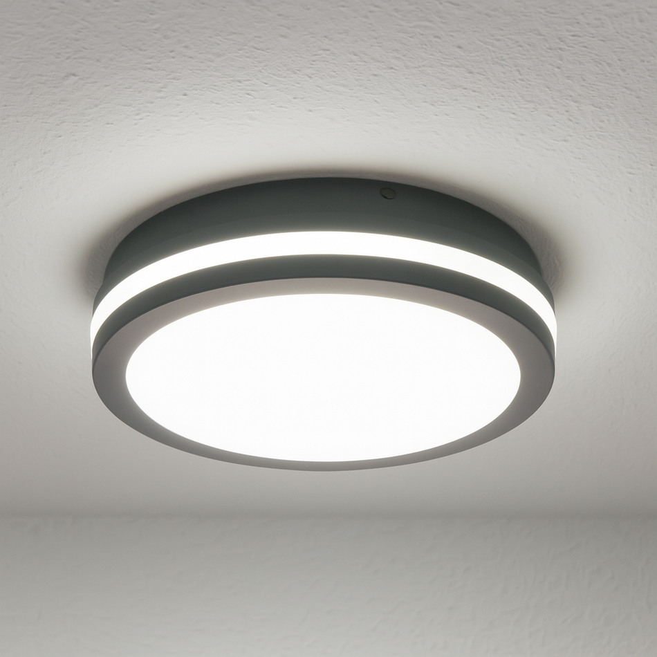 Plafonnier LED graphite blanc neutre 18W IP54 230V