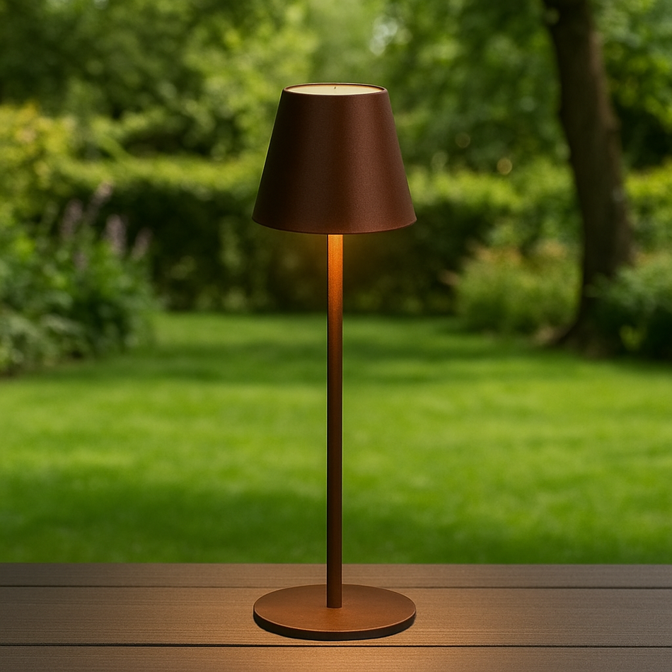 Lampe de table LED | pour extérieur et intérieur | Marron | IP54 | Résistant aux intempéries | Conception moderne