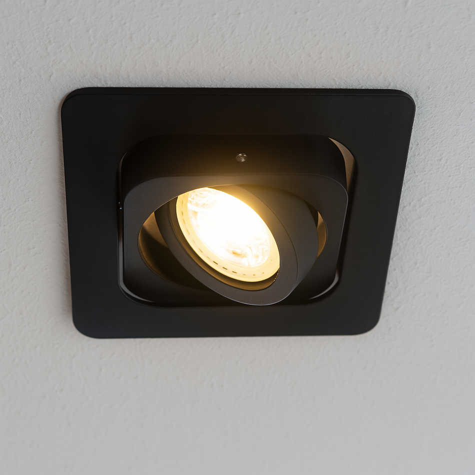 Spot encastrable Arlen | Carré | Aluminium | Blanc ou noir mat | 99x99mm | GU10 | 230V 12V