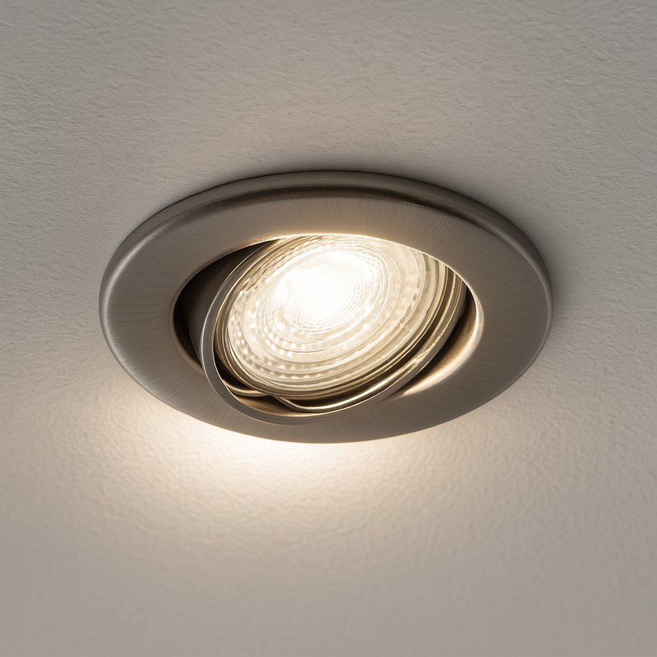 LED Einbaustrahler Decoro | schwenkbar | 7W Ra95+ | Warmweiß | Dimmbar | Rund | Matt-Chrom | inkl. GU10 Fassung | 230V