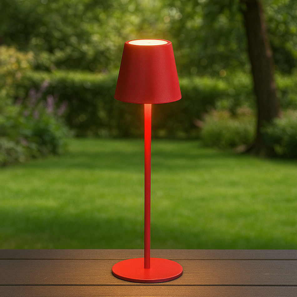 Lampe de table LED | pour l'intérieur et l'extérieur | Rouge | IP54 | Résistant aux intempéries | Conception moderne