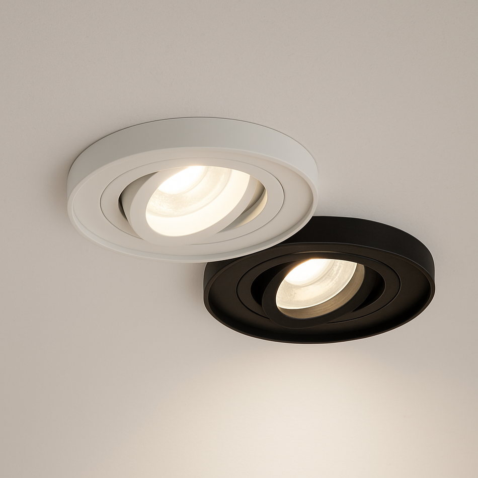 LED Einbaustrahler inkl. GU10 Fassung | Weiß o. Schwarz | Rund Ø98mm | Aluminium | IP20 | 230V | extra-flach | dimmbar