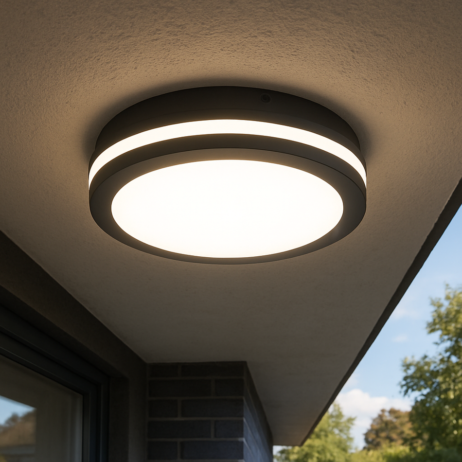 Plafonnier LED graphite blanc neutre 18W IP54 230V