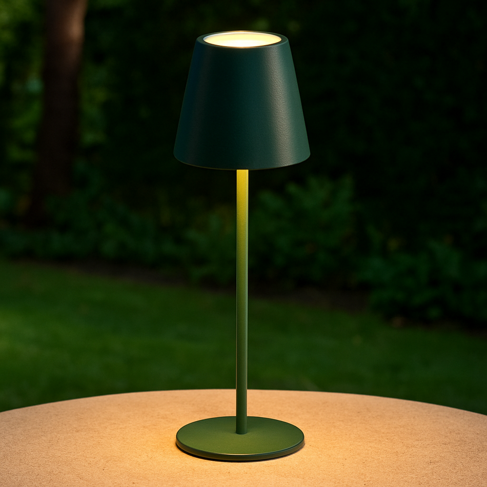 Lampe de table LED | pour l'intérieur et l'extérieur | Vert | IP54 | Résistant aux intempéries | Conception moderne | INITA