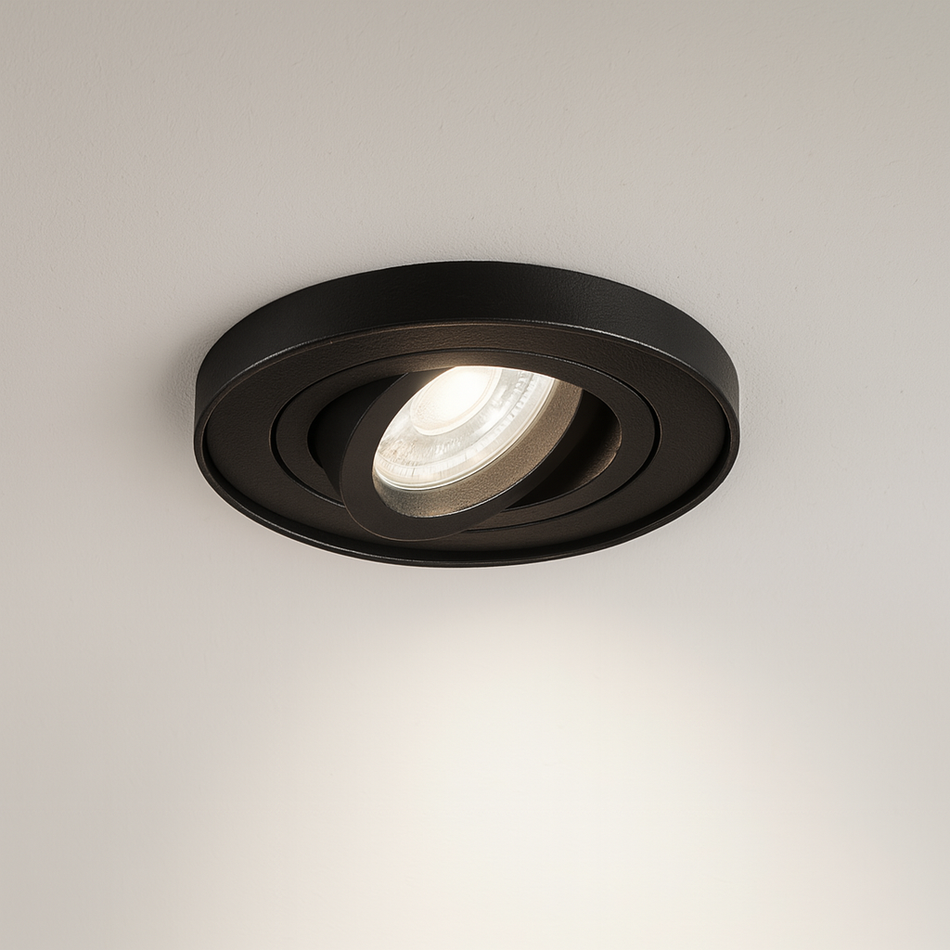 LED Einbaustrahler inkl. GU10 Fassung | Weiß o. Schwarz | Rund Ø98mm | Aluminium | IP20 | 230V | extra-flach | dimmbar