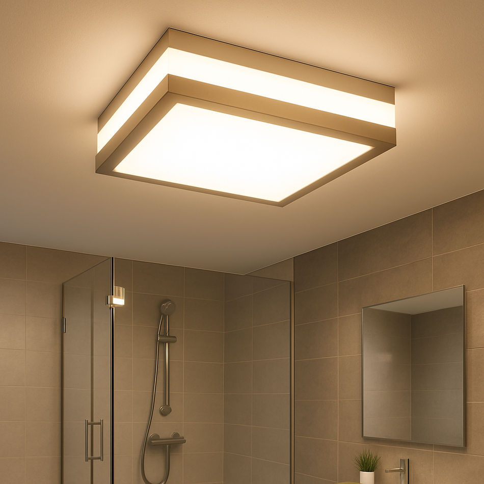 Wasserdichte Deckenleuchte  | Eckig | IP44 | E27 Fassung | 230V | Für Badezimmer & Außenbereich