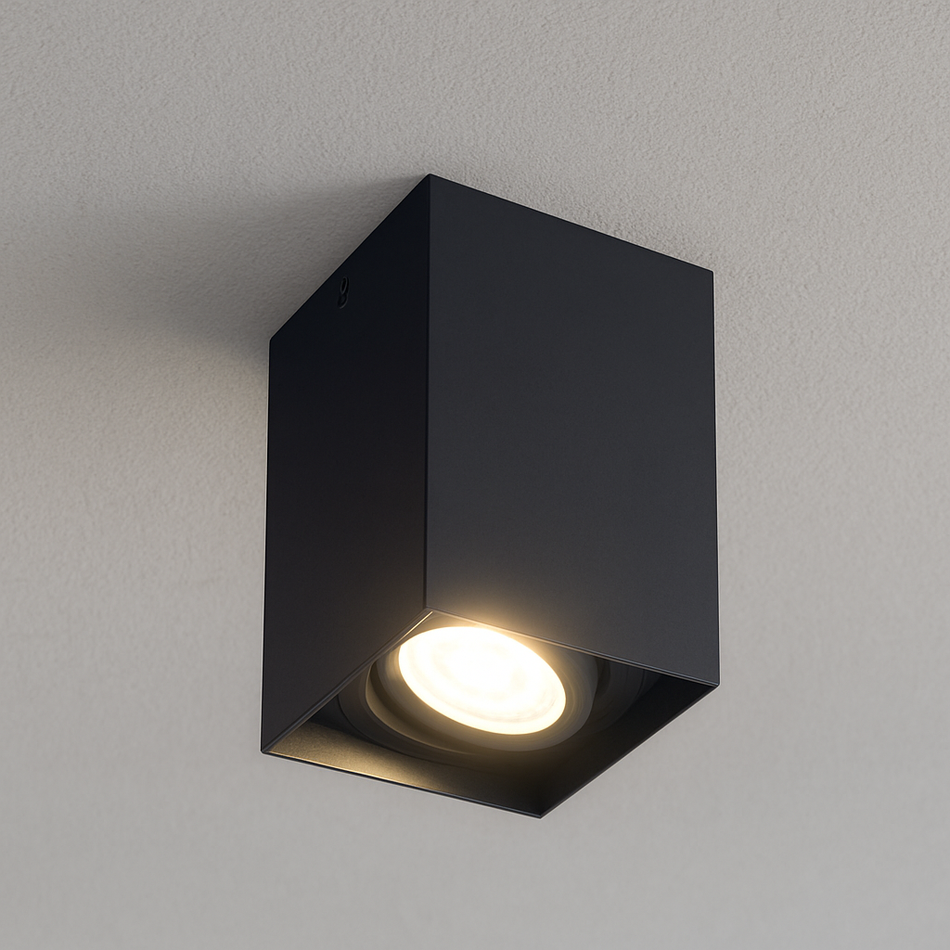 Aufbauleuchte Milano XS Eckig Schwarz GU10 230V | Dimmbar